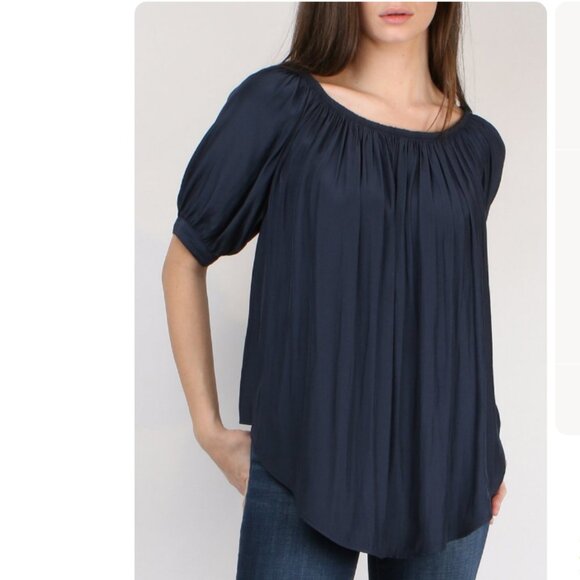SMYTHE Gypset Blouse Navy - Worn on or Off the Shoulder - Picture 1 of 8
